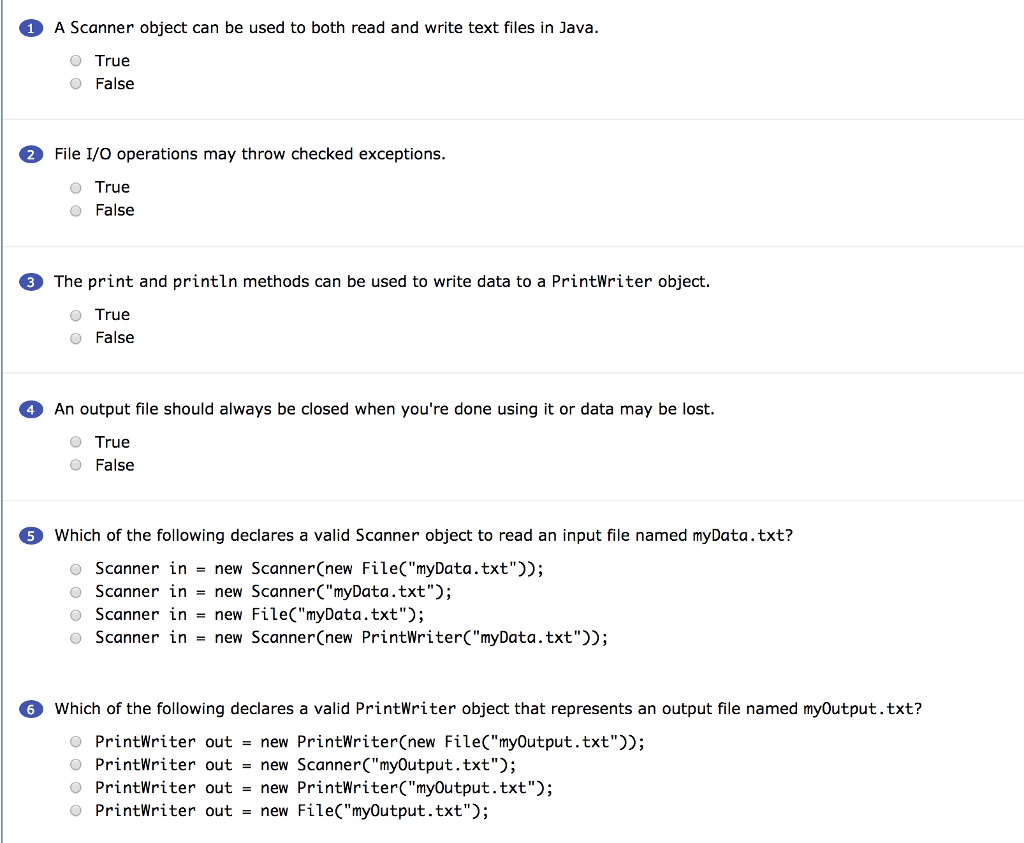 1 A Scanner object can be used to both read and