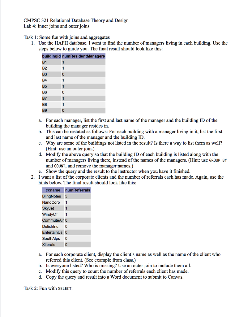 HELP IN DATABASE CMPSC CMPSC 321 Relational Database Theory and Design Lab