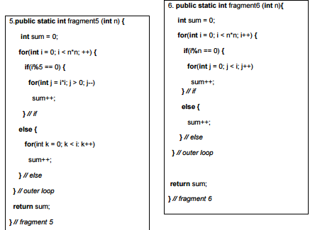 code fragments. public static int fragment4 (int n) int sum = 0;