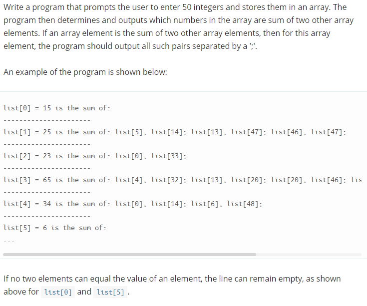 C++ Write a program that prompts the user to enter 50 integers