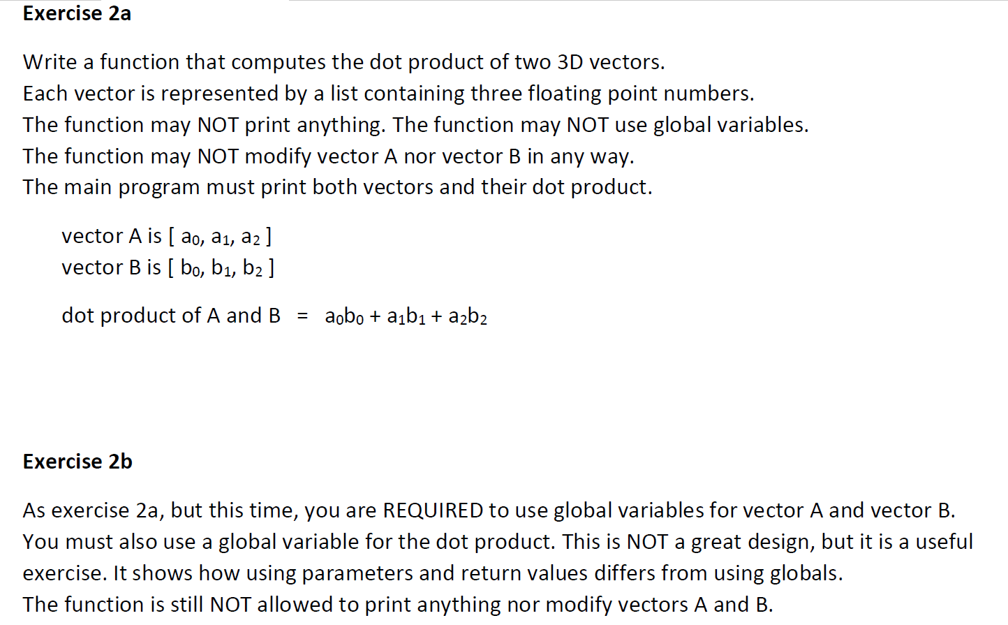 I want to calculate the dot product using a Python Program. It