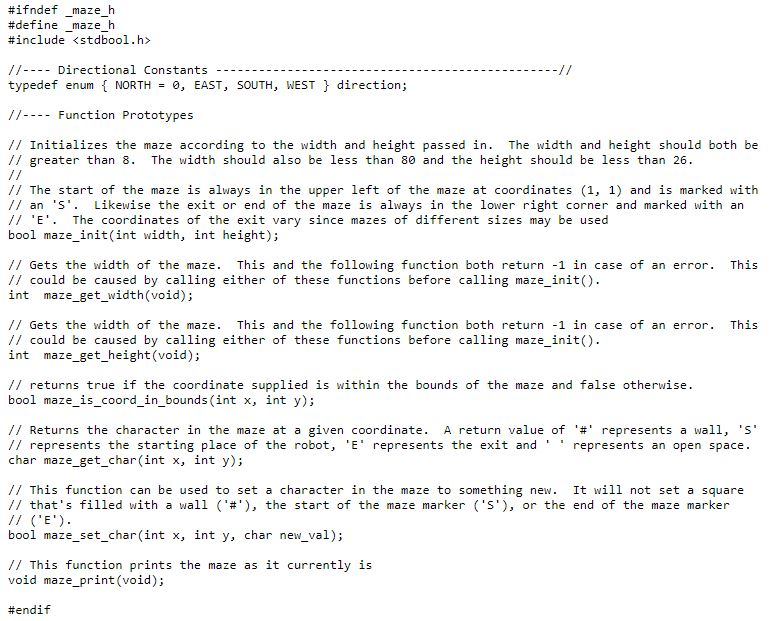 of Code = mazelib.c #include #include #include #include #include "mazelib.h" static void