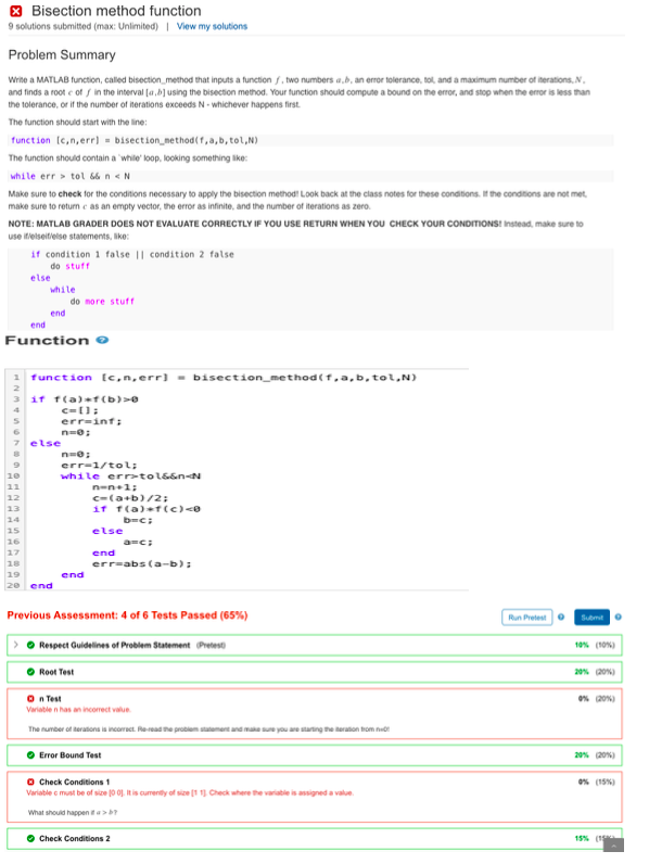 Write a MATLAB function,called bisection_method that inputs a function f, two numbers
