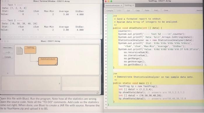  Help me do all the "to do" comments on bluej. Add