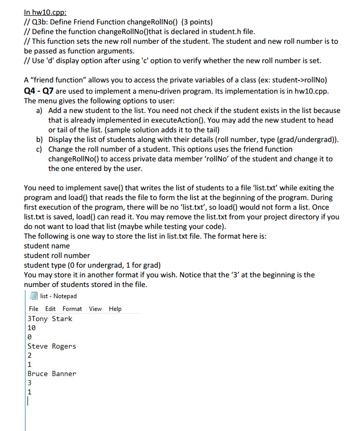 executeAction(char c); Student* searchStudent(string name_input); // forward declarations of functions that need