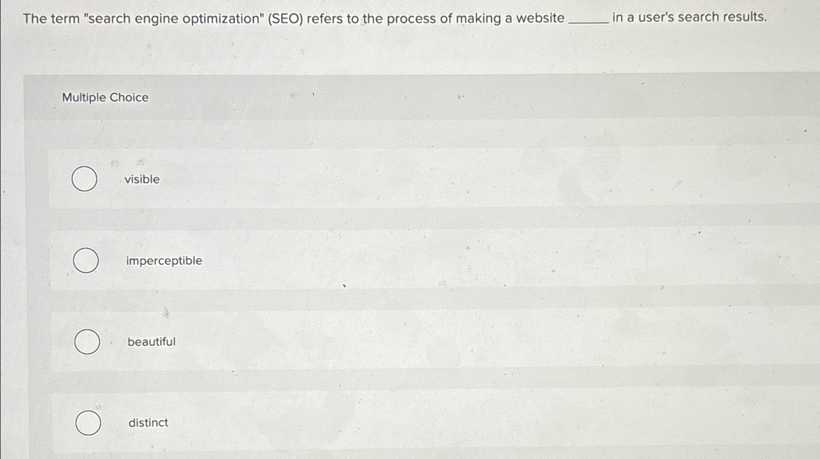  The term "search engine optimization" (SEO) refers to the process of