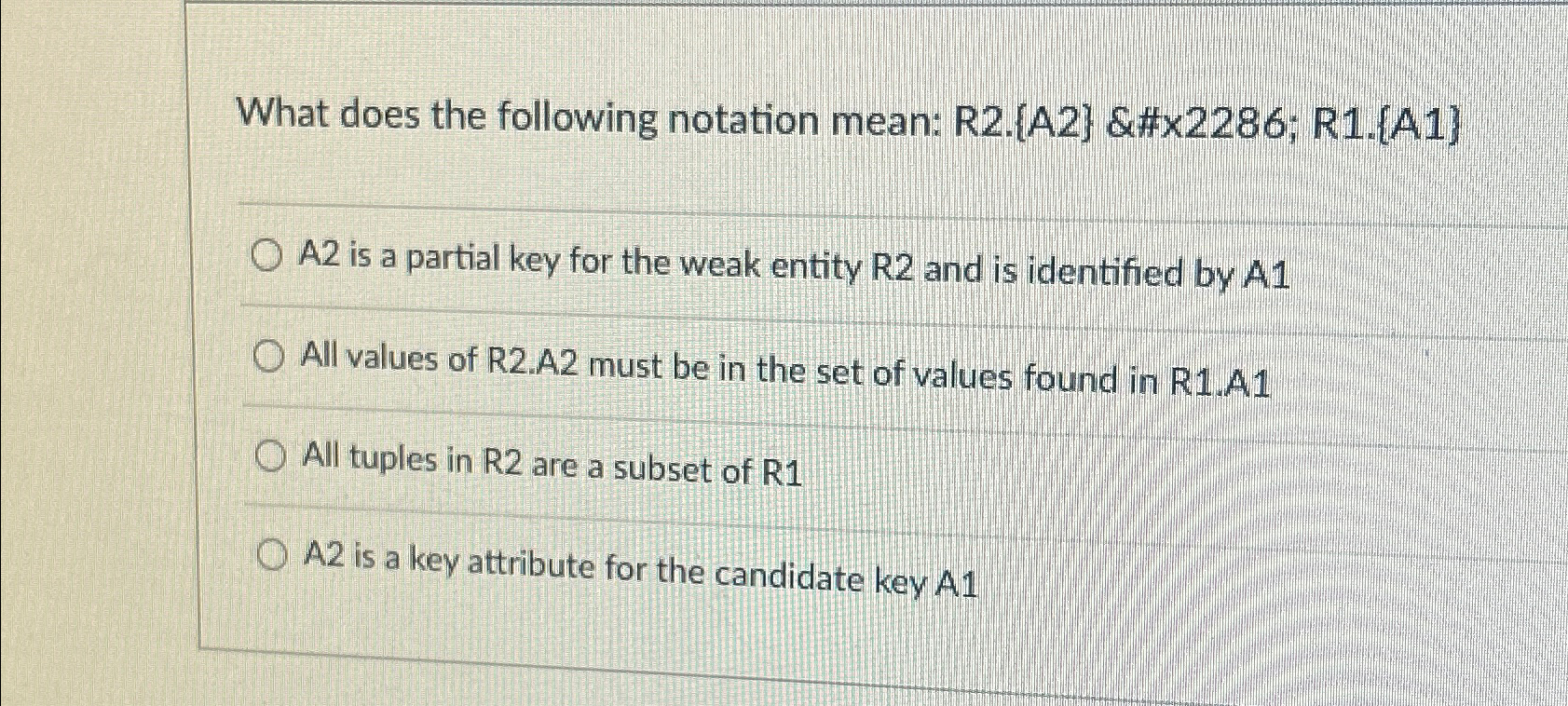 What does the following notation mean: R2.{A2} \times 2286; R1.{A1} A2