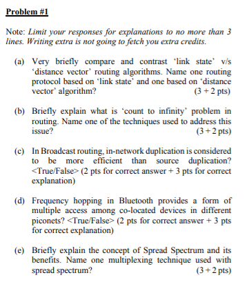 Problem #1 Note: Limit your responses for explanations to no more