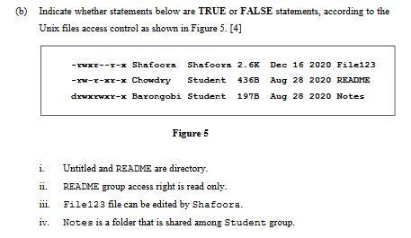 (b) Indicate whether statements below are TRUE or FALSE statements, according