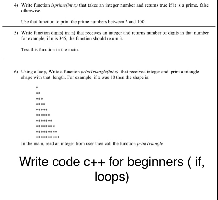  4) Write function isprimelint x that takes an integer number and