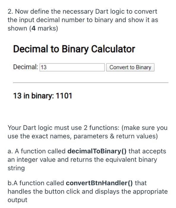 dart language and VS code Part A: Decimal to Binary Converter (10