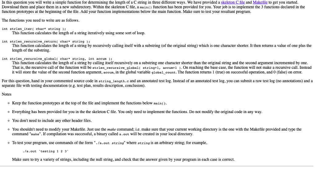  Linux and C In this question you will write a simple