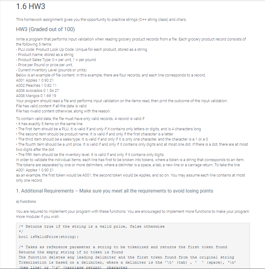 Please use CodeBlocks IDE to solve. in.txt: A001 Apples 1 0.90 21