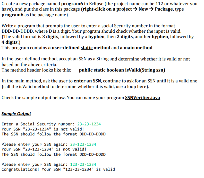  Create a new package named program in Eclipse (the project name