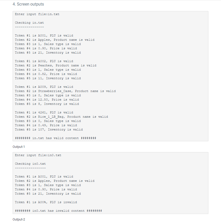 0 0.49 107 in0.txt: A001 Apples 1 0.90 21 A00% Peaches 1