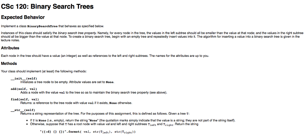  class BinarySearchTree: def __init__(self): # your code here def add(self, value):