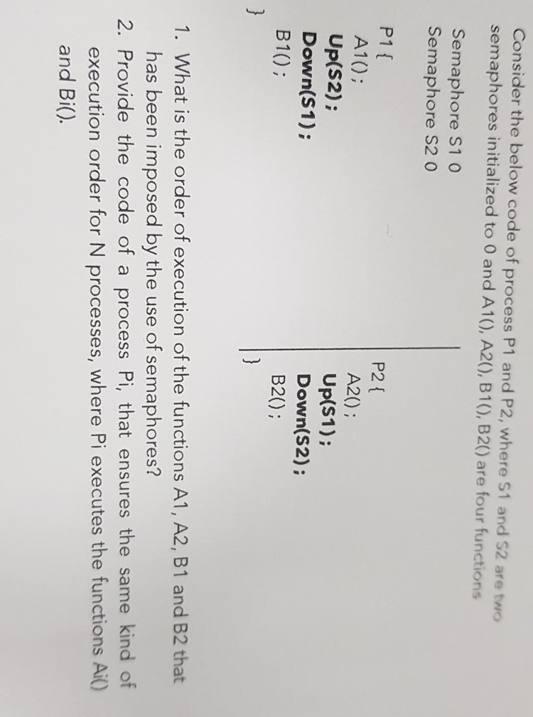 please i need help Consider the below code of process P1 and