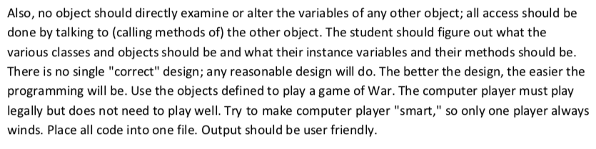 card game of war. There are two players in the game of