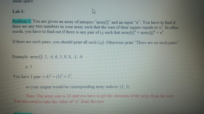  using C programming You are given an array of integers '