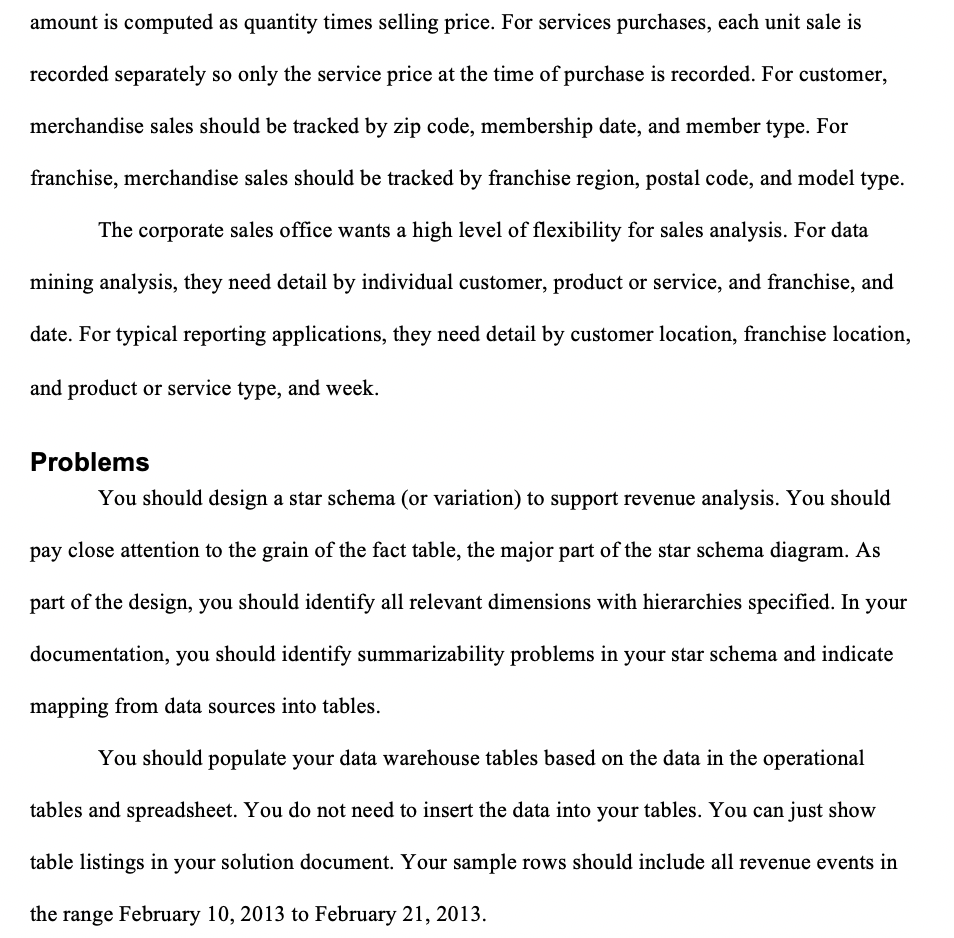 levels from broad to narrow. You should specify measures, related data sources,