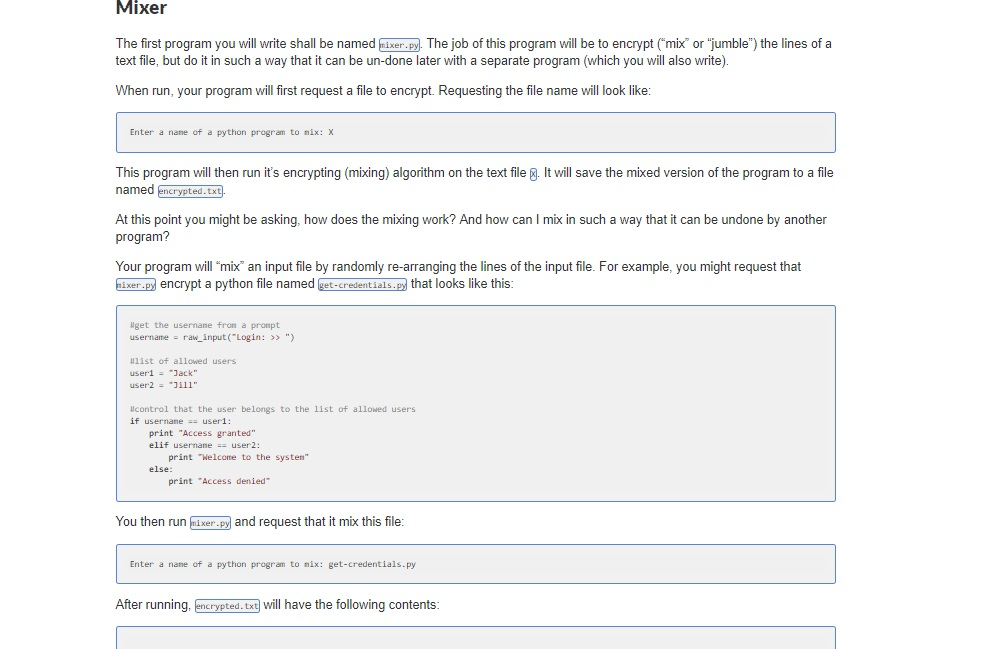 Mixer The first program you will write shall be named mixer.py.
