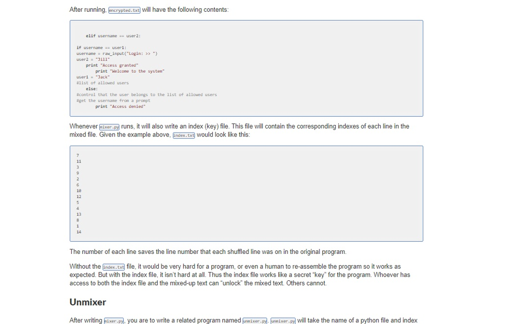 The job of this program will be to encrypt (mix or "jumble")