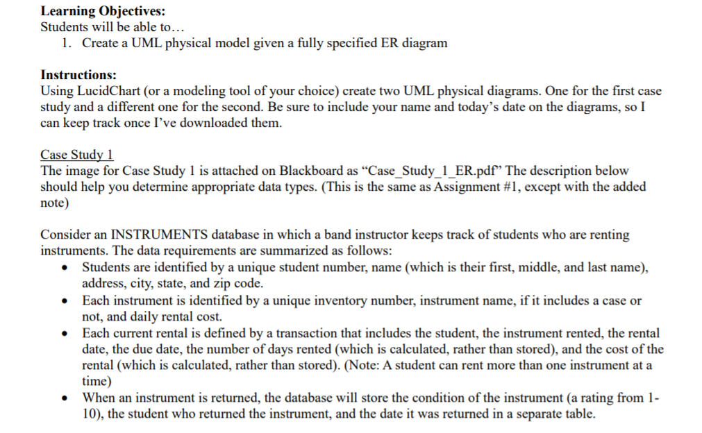 Please help reading the following instructions Learning Objectives: Students will be able