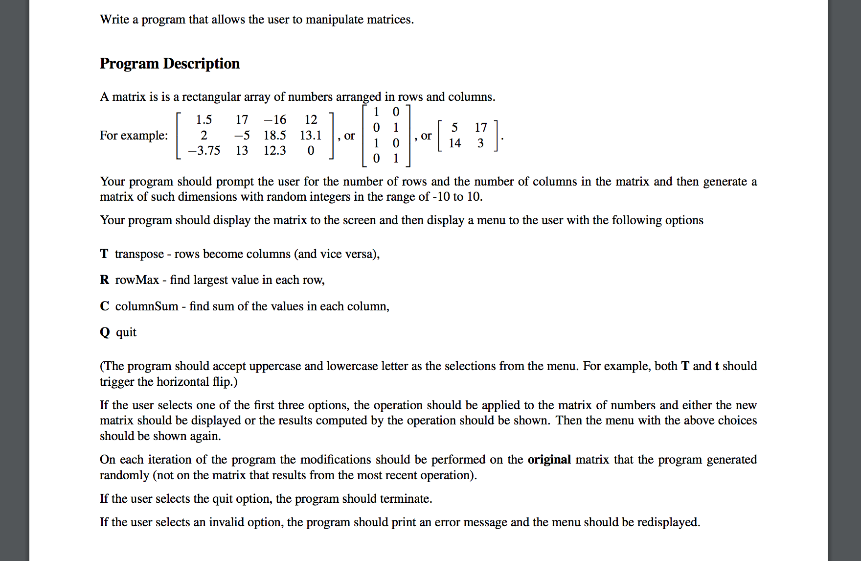 Compiling java code? Write a program that allows the user to manipulate