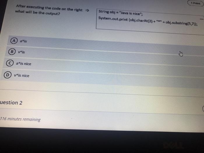  Point After executing the code on the right => what will