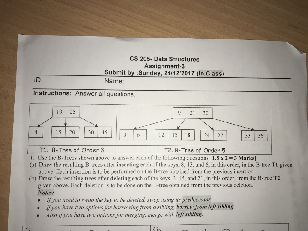  I only need part B CS 205- Data Structures Assignment-3 Submit
