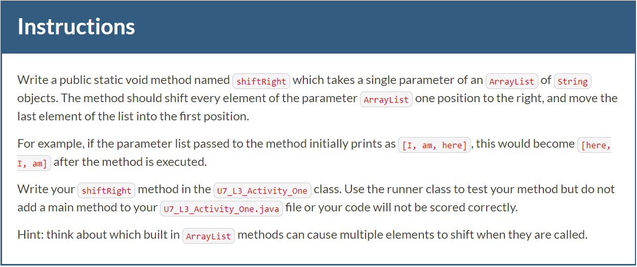 Please help me with this Java coding activity. Here's the given code===========================