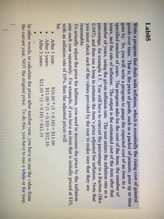  Write a program that deals with inflation, which is essentially the