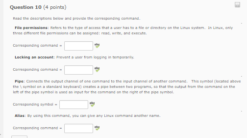 you can. Thanks Question 6 (1 point) Type Is -I tmp/test.txt and
