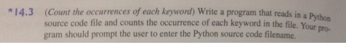  Using Python Programming: (Count the occurrences of each keyword) Write a