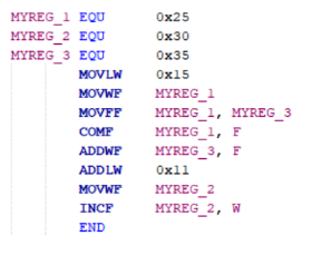 in the memory positions Ox25, 0x30, 0x35, and WREG. Type in your