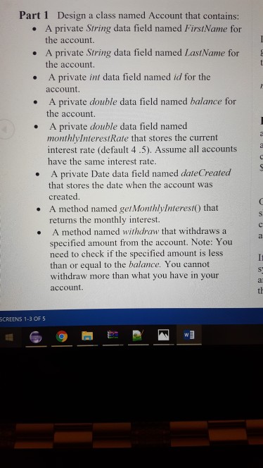  I need this in java Part 1 Design a class named