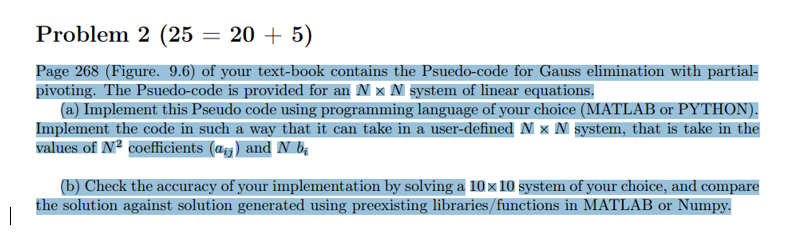  write a code in matlab that solves the following problem, dont