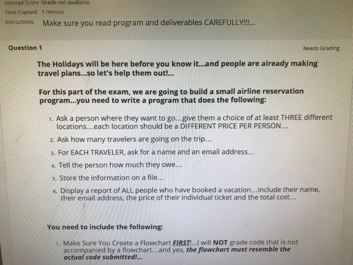  Please help!! I need code Attempt Score Grade not available. Time