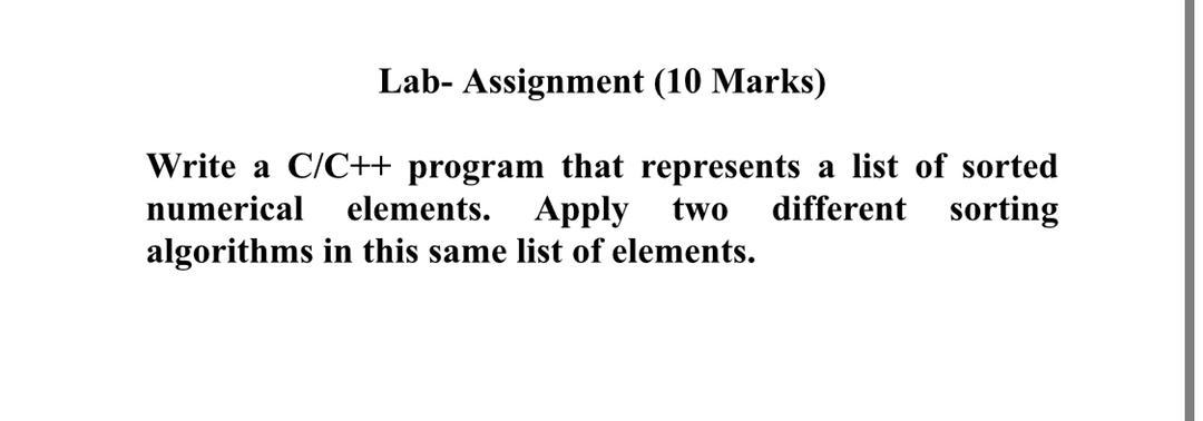  Lab- Assignment (10 Marks) Write a C/C++ program that represents a