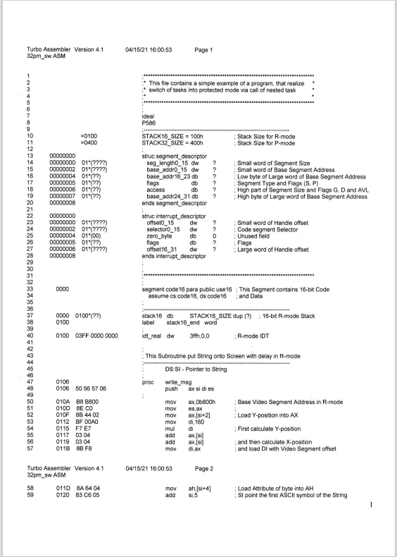 In the 32-bit protected mode task switching demo program of processors with