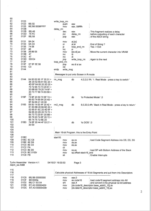 x86 architecture do the following: Define and call as nested another task,