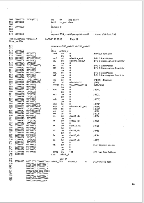 Turbo Assembler Version 4.1 04/15/21 16:00:53 Page B 32pm_aw.ASM 5 Turbe Assembler