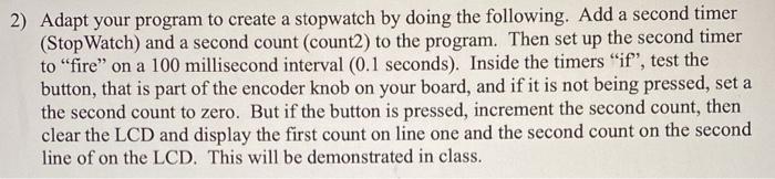  code is in C 2) Adapt your program to create a