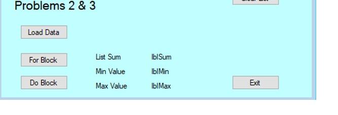 the same, except problem two will use a For ... Next block