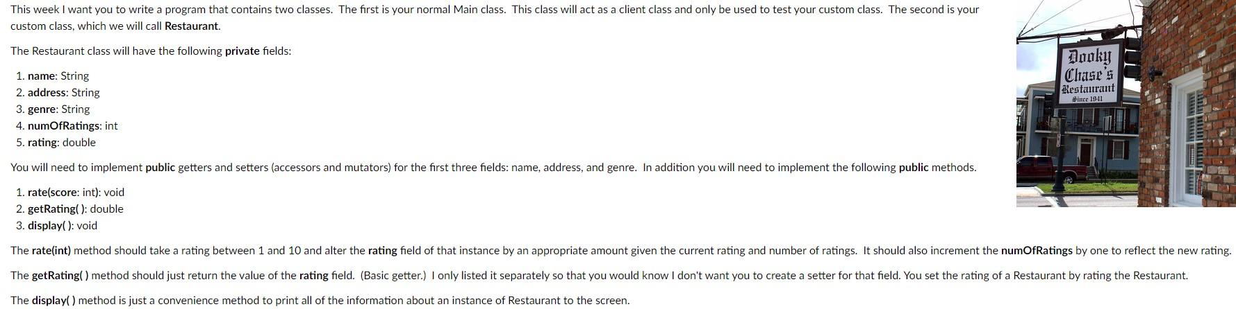 in java This week I want you to write a program that