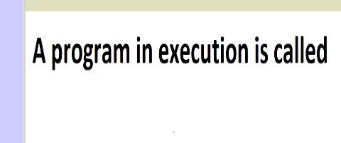 A program in execution is called A program, executed on a
