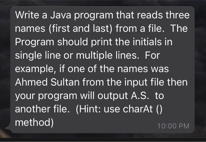 Write a Java program that reads three names (first and last)