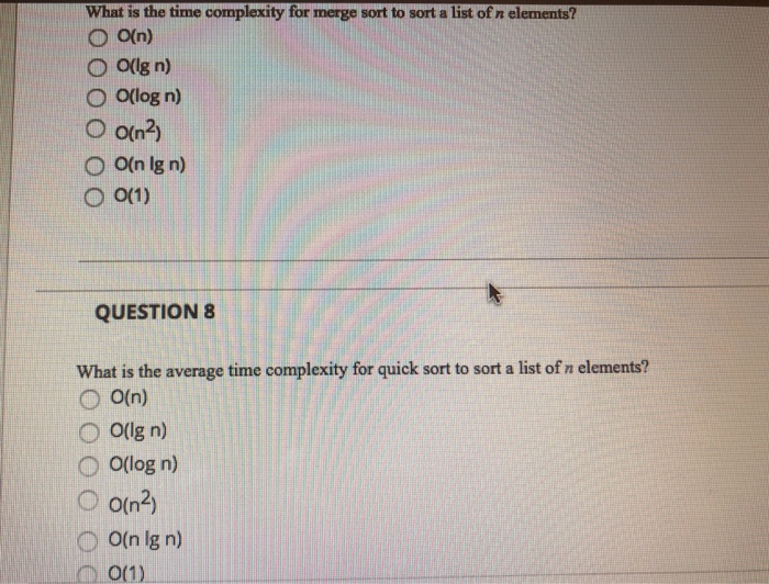  What is the time complexity for merge sort to sort a