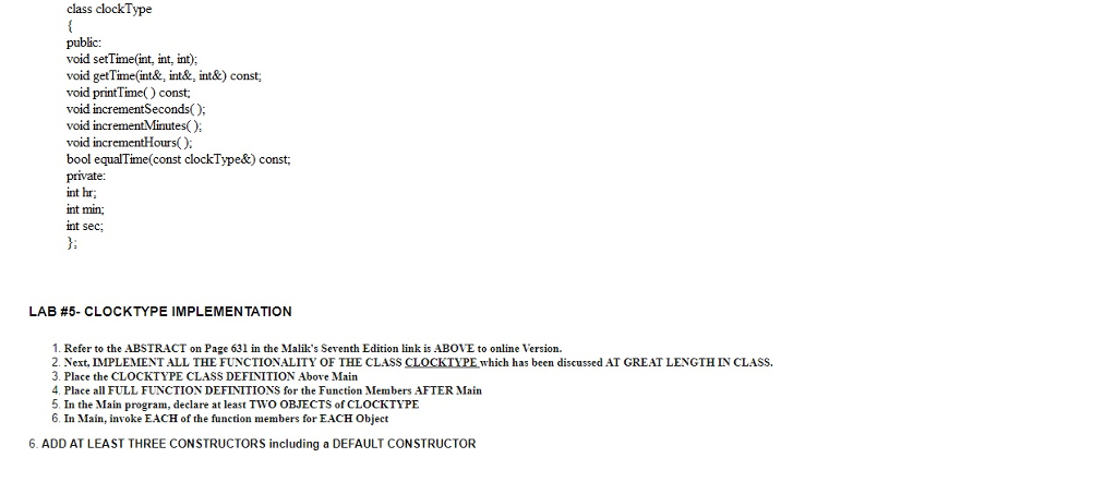  class clockType public void setTime(int, int, int); void getTime(nt&, int&, int&)