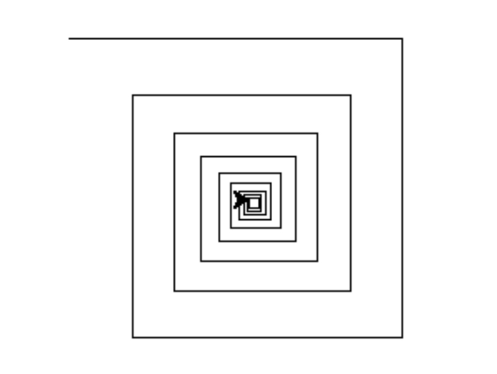 size, double minSize) that draws squared spirals like the one in the